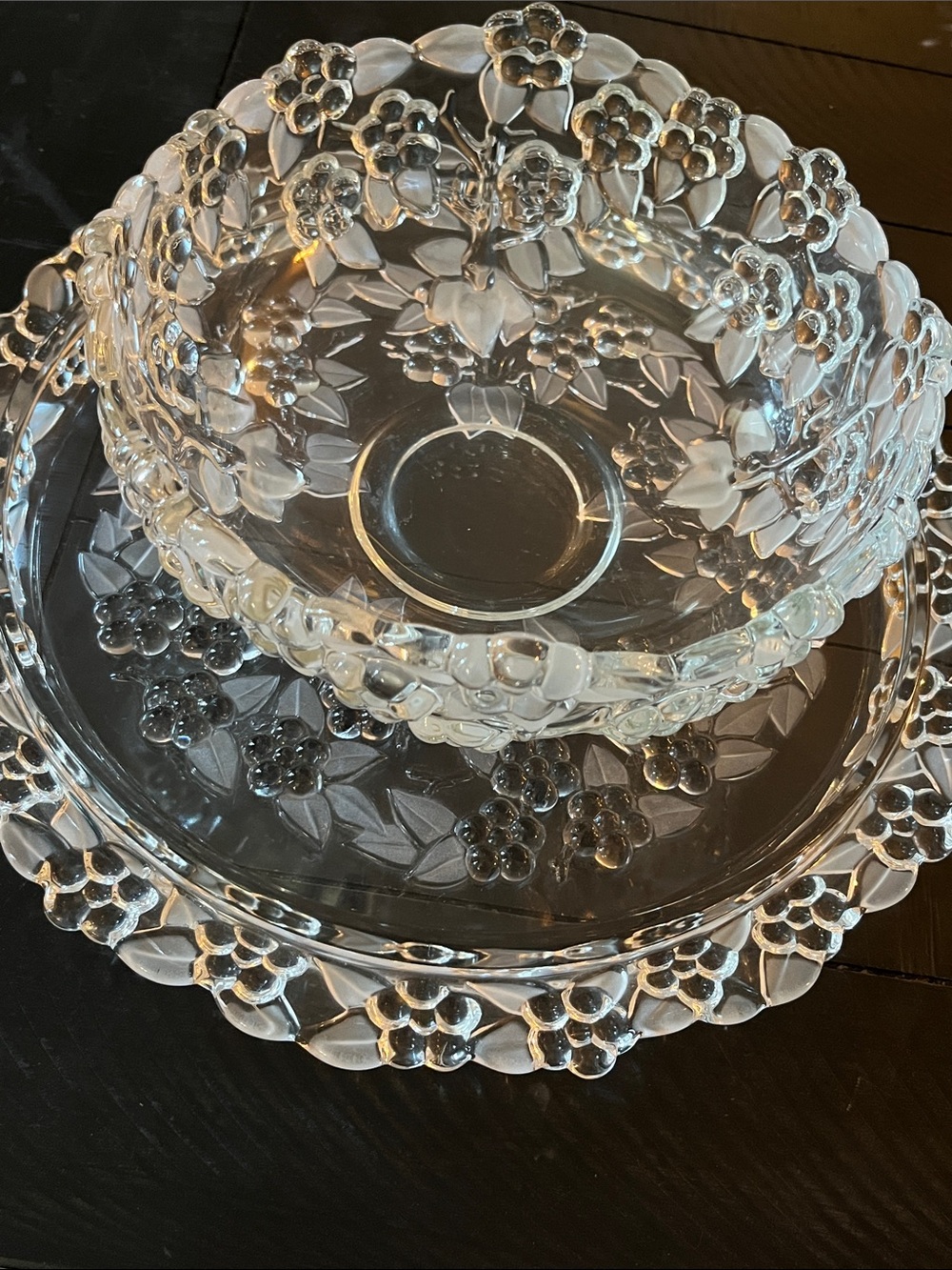 2 Pc Vintage Walther Kristallglass Carmen Glass Serving Bowl & Platter Set